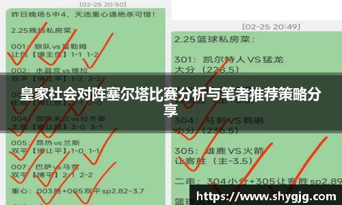 皇家社会对阵塞尔塔比赛分析与笔者推荐策略分享
